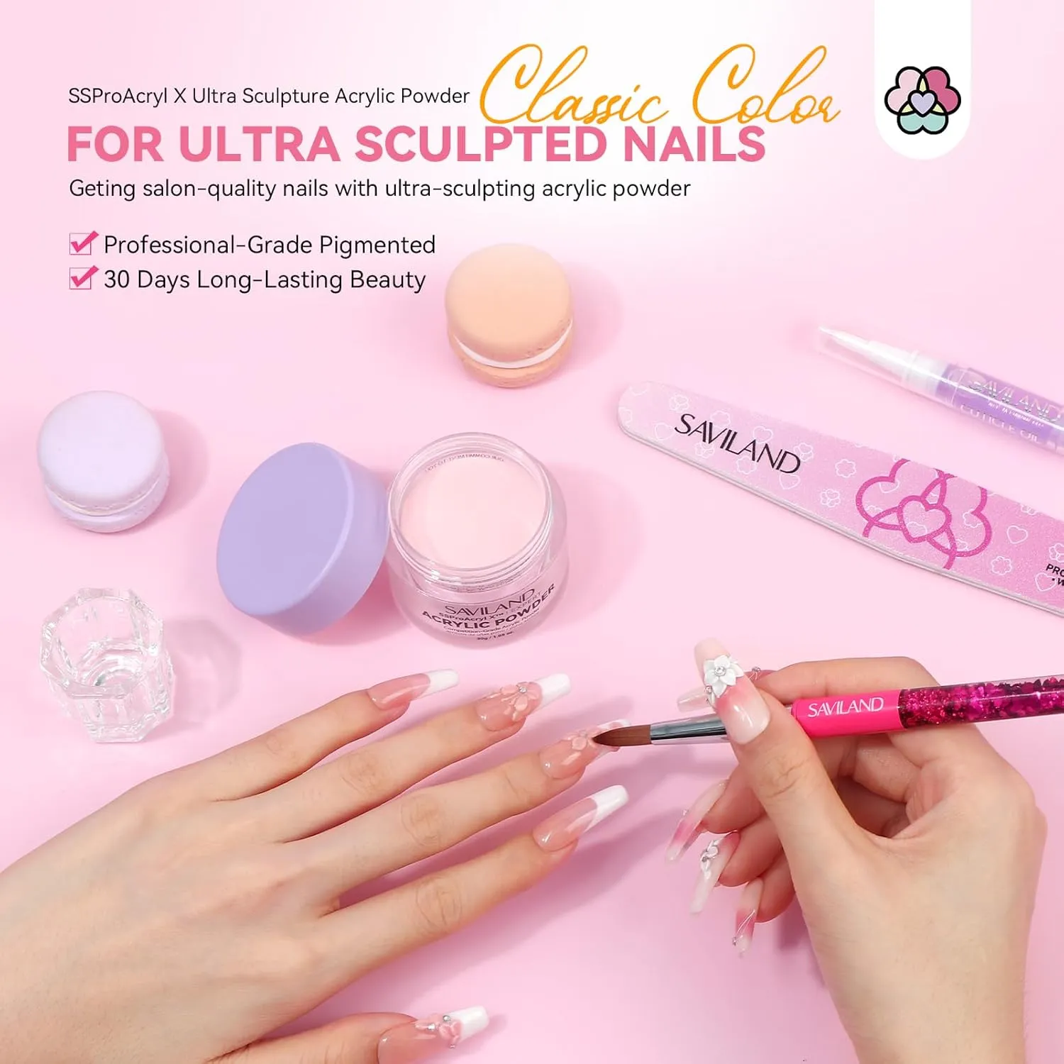 Saviland SSProAcryl X Polvere Acrilica Rosa Unghie