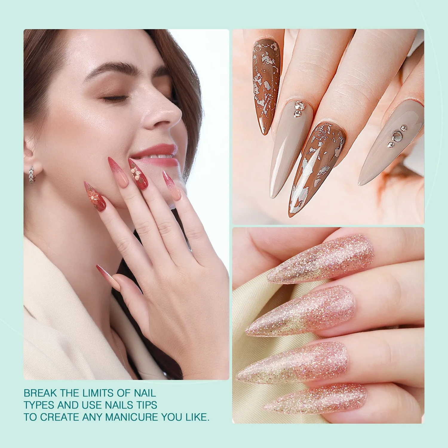 Saviland Kit Unghie Gel con Lampada 500 Tip Stiletto