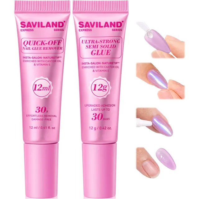 Saviland colla unghie press-on 12g + remover 12ml