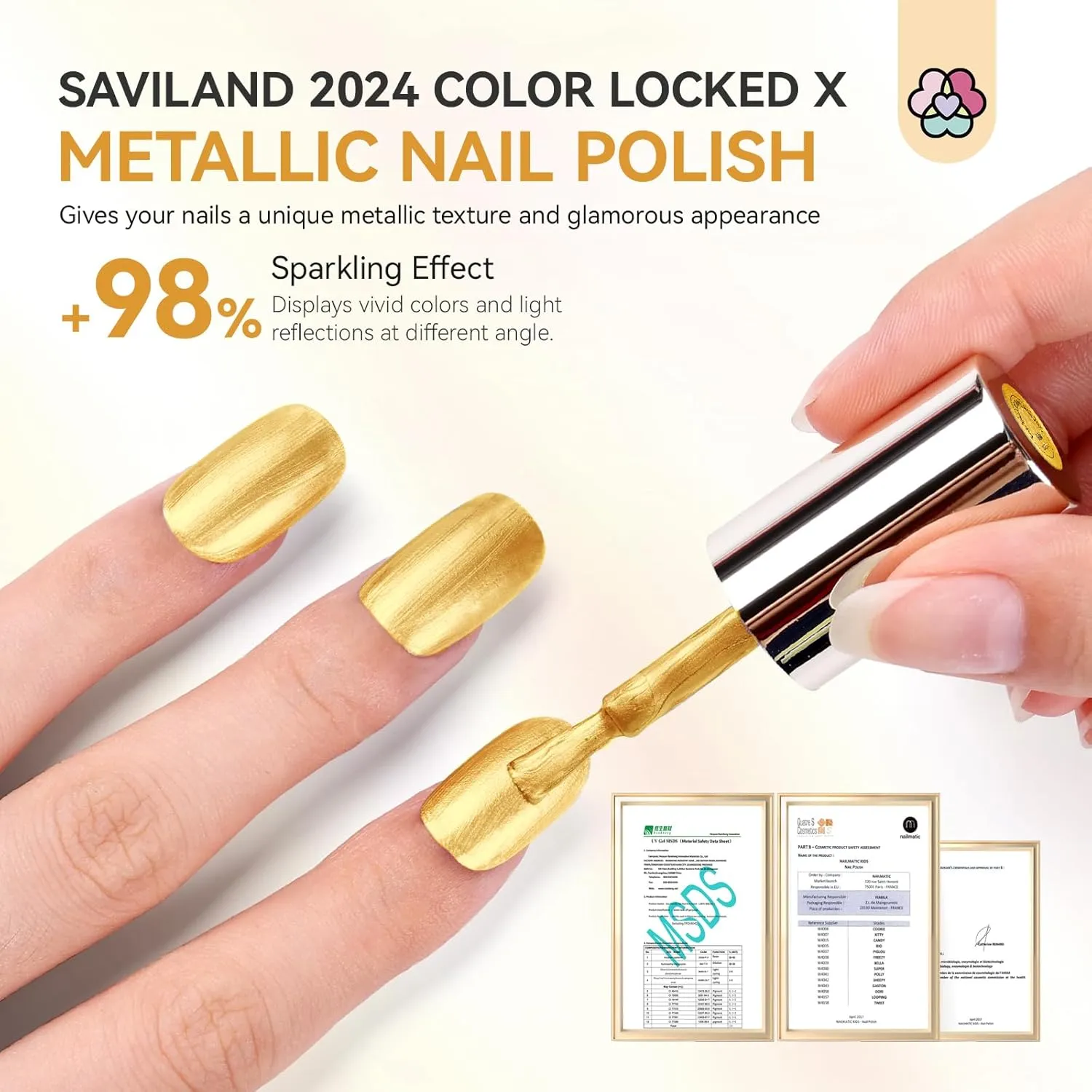 Saviland Smalto Metallizzato Oro Specchio Asciugatura Rapida
