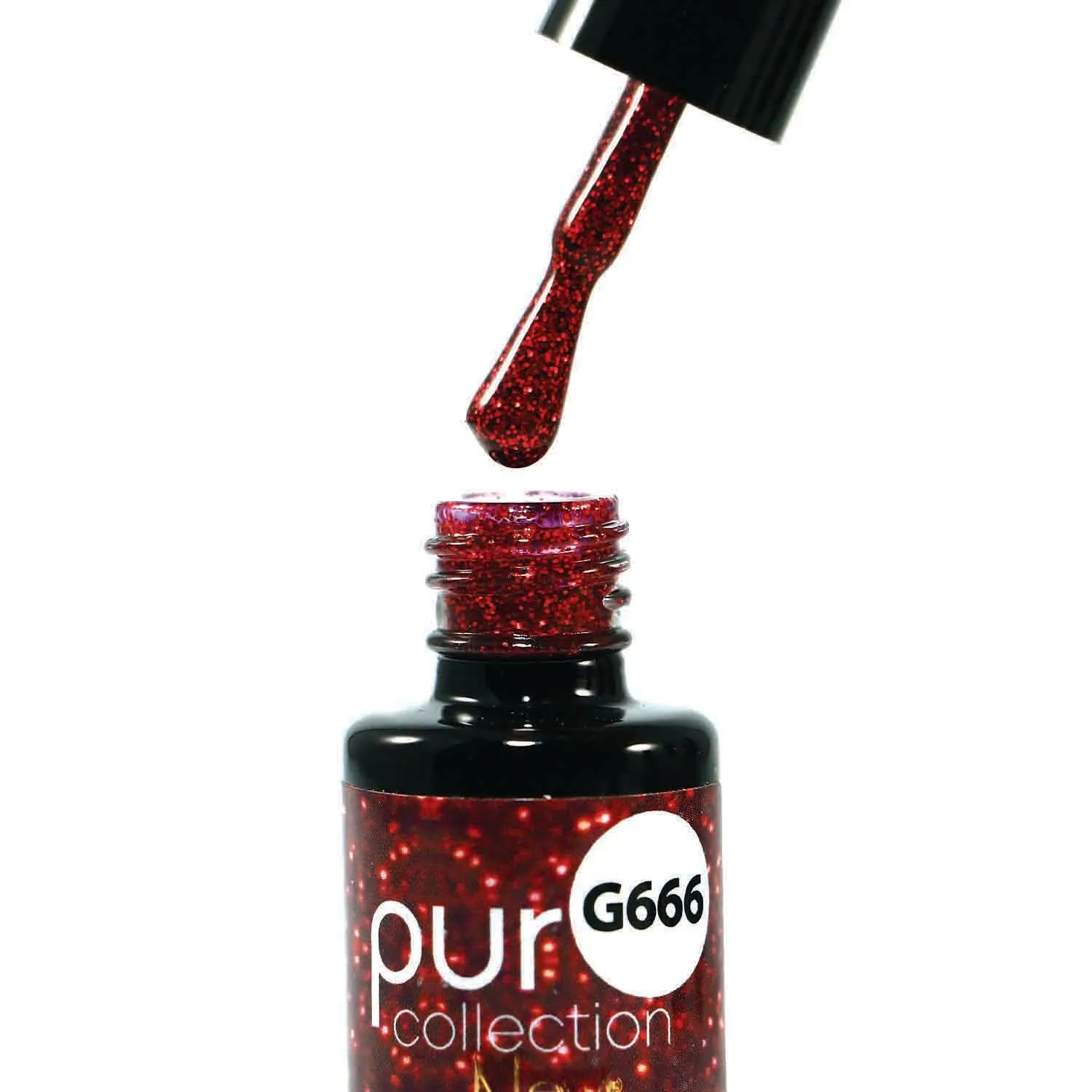 New Nails System Secret Stars G666 smalto rosso glitter