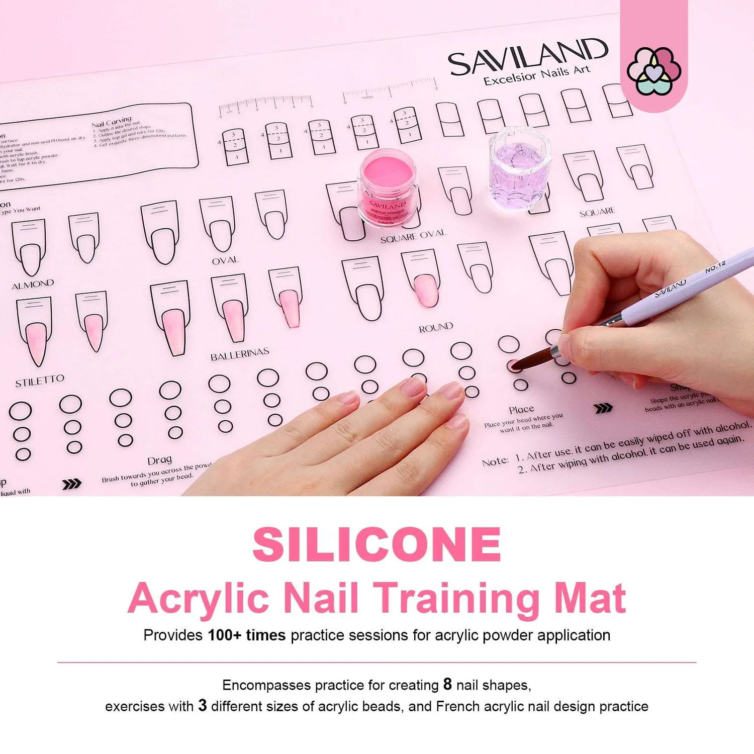 Saviland Mano Prova Unghie silicone con kit 100 tip