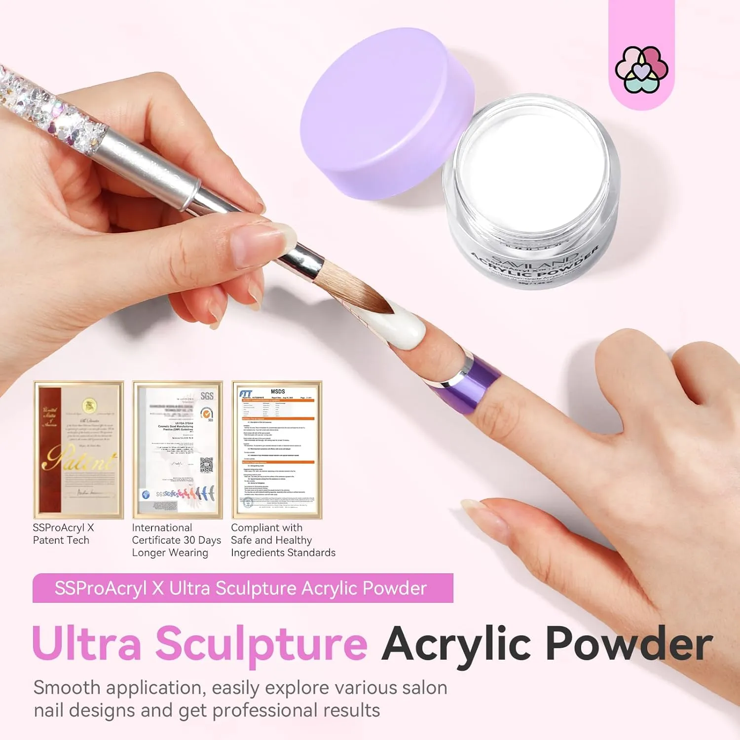 Saviland SSProAcryl X Polvere Acrilica Bianca French 30 Giorni