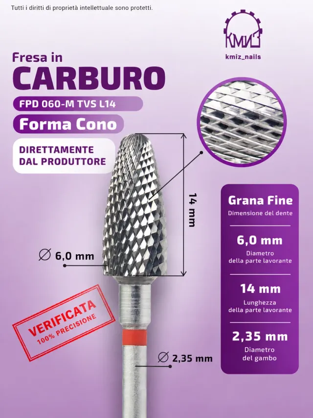 Majida Cosmetics M9 punta fresa rimozione rossa 14 mm