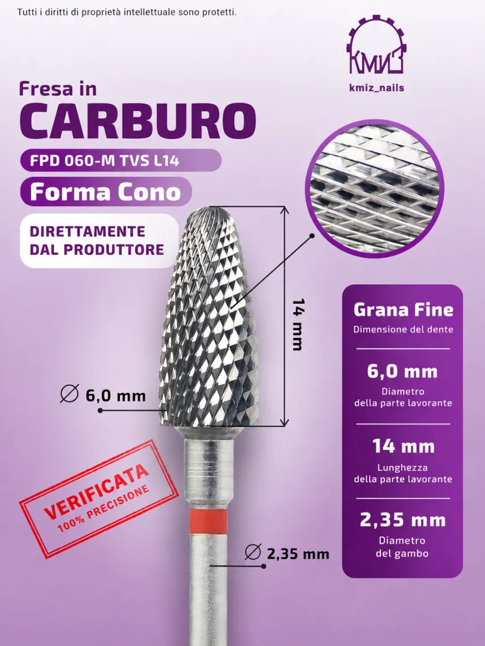 Majida Cosmetics M9 punta fresa rimozione rossa 14 mm