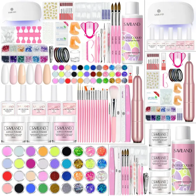 Saviland Kit Unghie Acrilico Completo con Fresa e Smalti