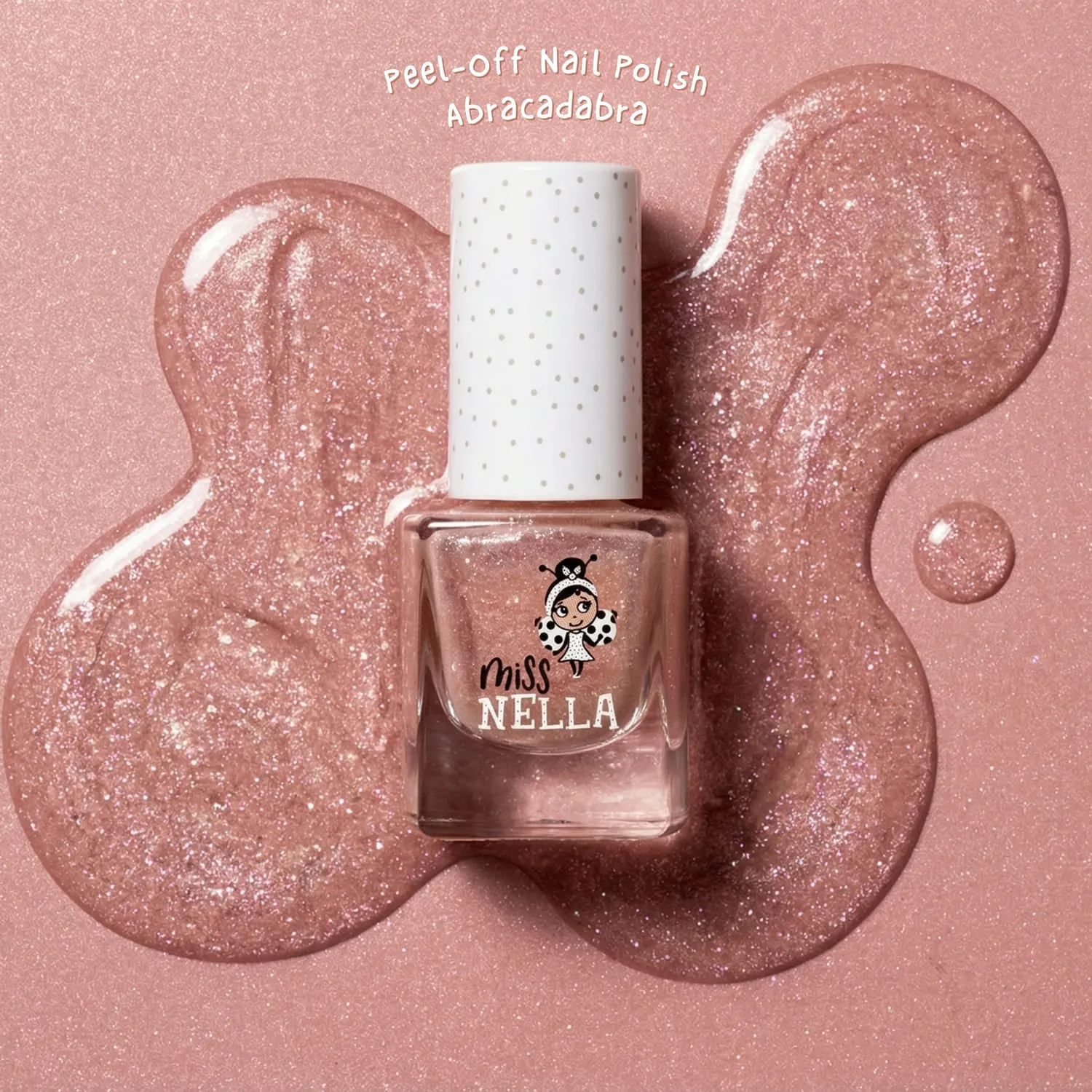 Miss Nella MN27 Abracadabra smalto peel off glitter rosa bimbe