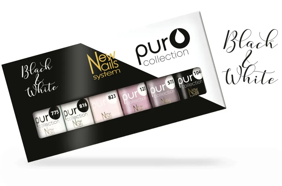 New Nails System Black & White Set 6 Smalti Semipermanenti Grafici