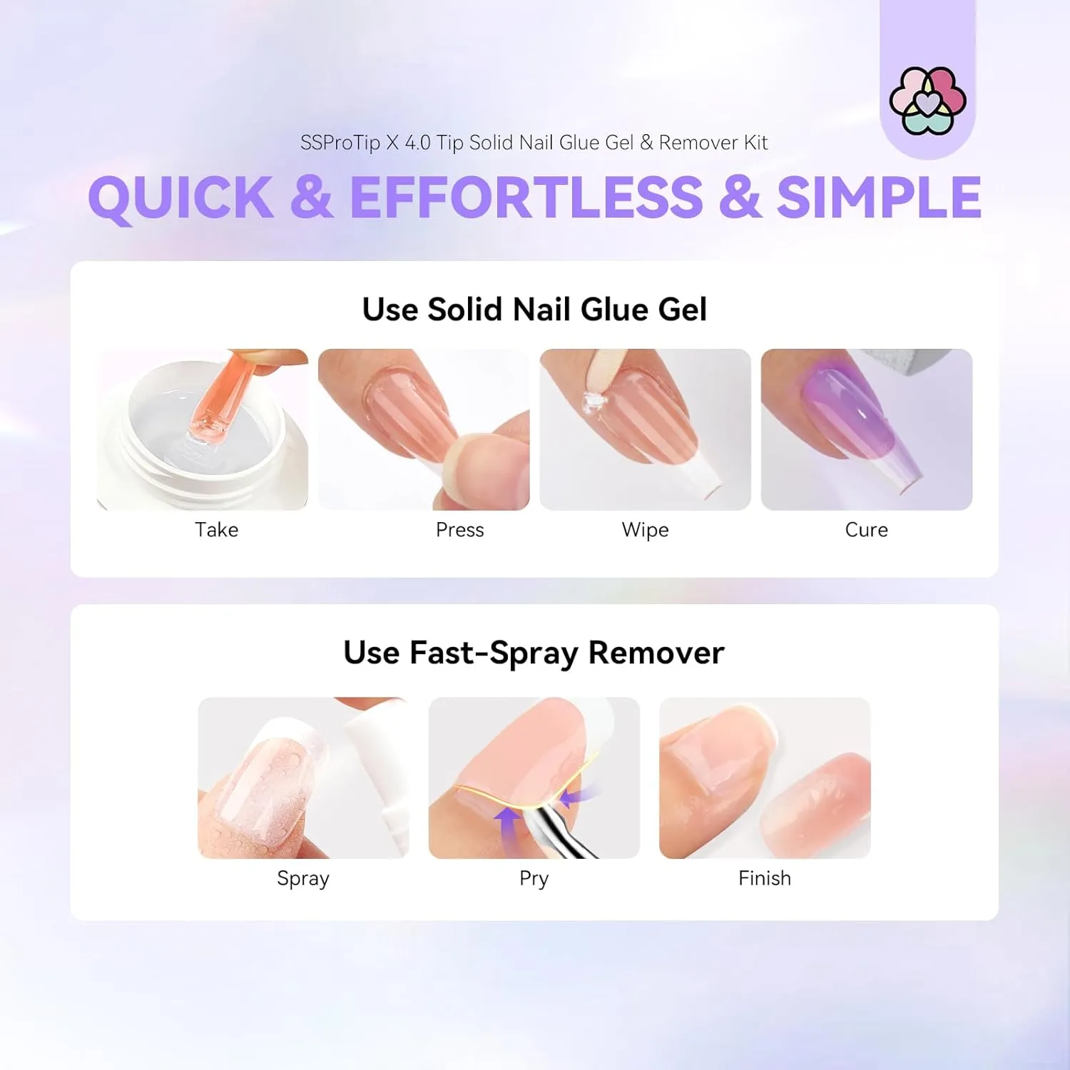 Saviland SSProTip X 4.0 kit colla unghie solida e remover 5 pezzi