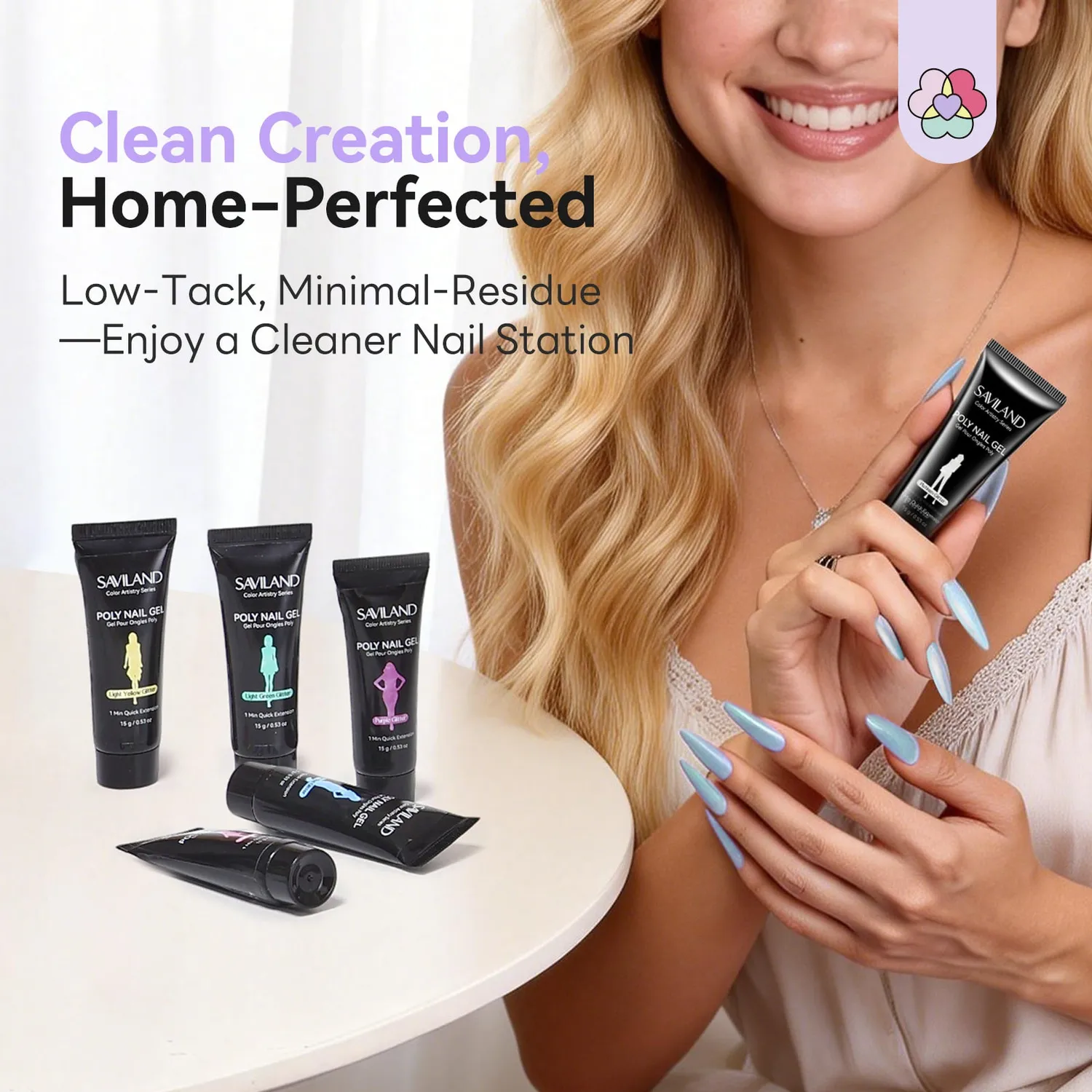 Saviland Pastel Shimmer kit polygel 6 colori shimmer