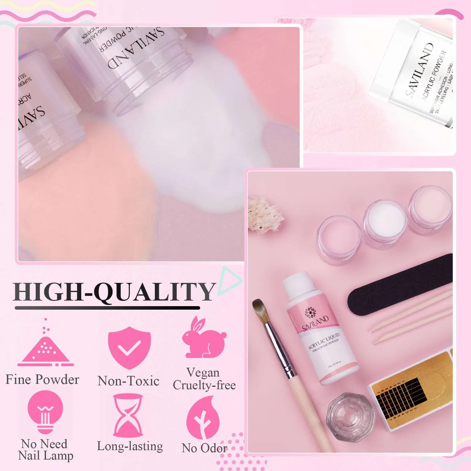 Saviland Kit Unghie Acriliche Basic Starter Pratica Casa