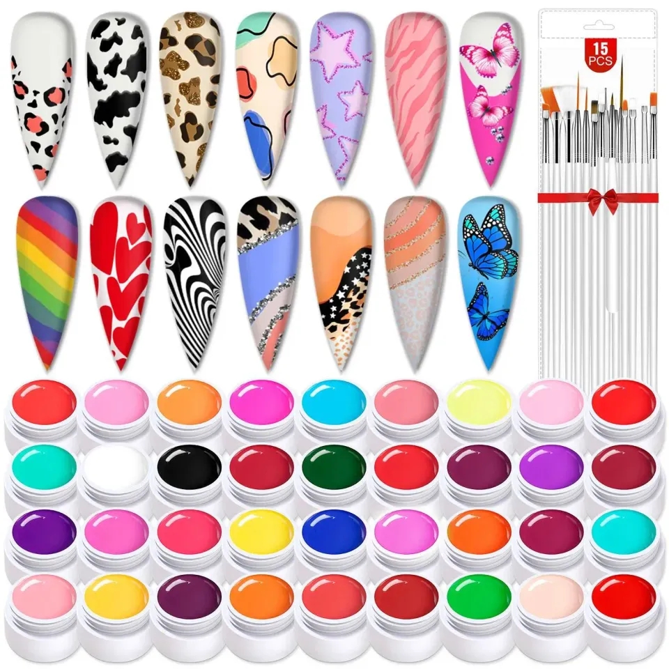 Saviland 36 Colors Gel Paint Kit gel nail art 36x8 ml coprente