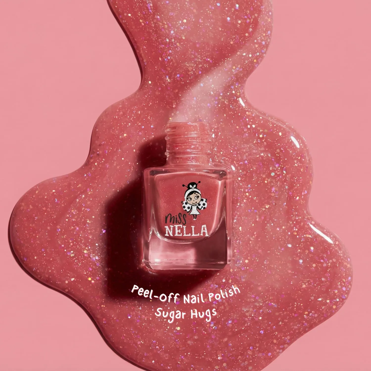 Miss Nella Sugar Hugs smalto rosa glitter peel off