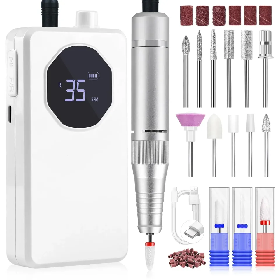 Saviland 35000RPM Fresa per Unghie Kit 14 punte 3600mAh