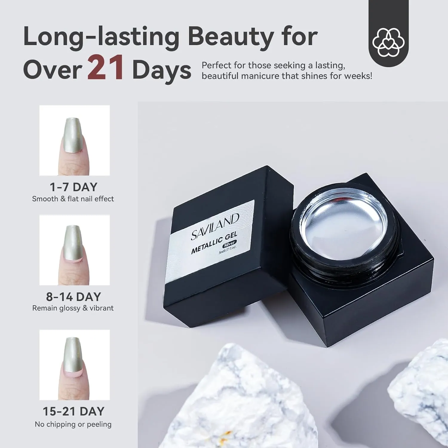 Saviland Smalto Gel Cromo Oro Argento Set 2x5g Metallizzato