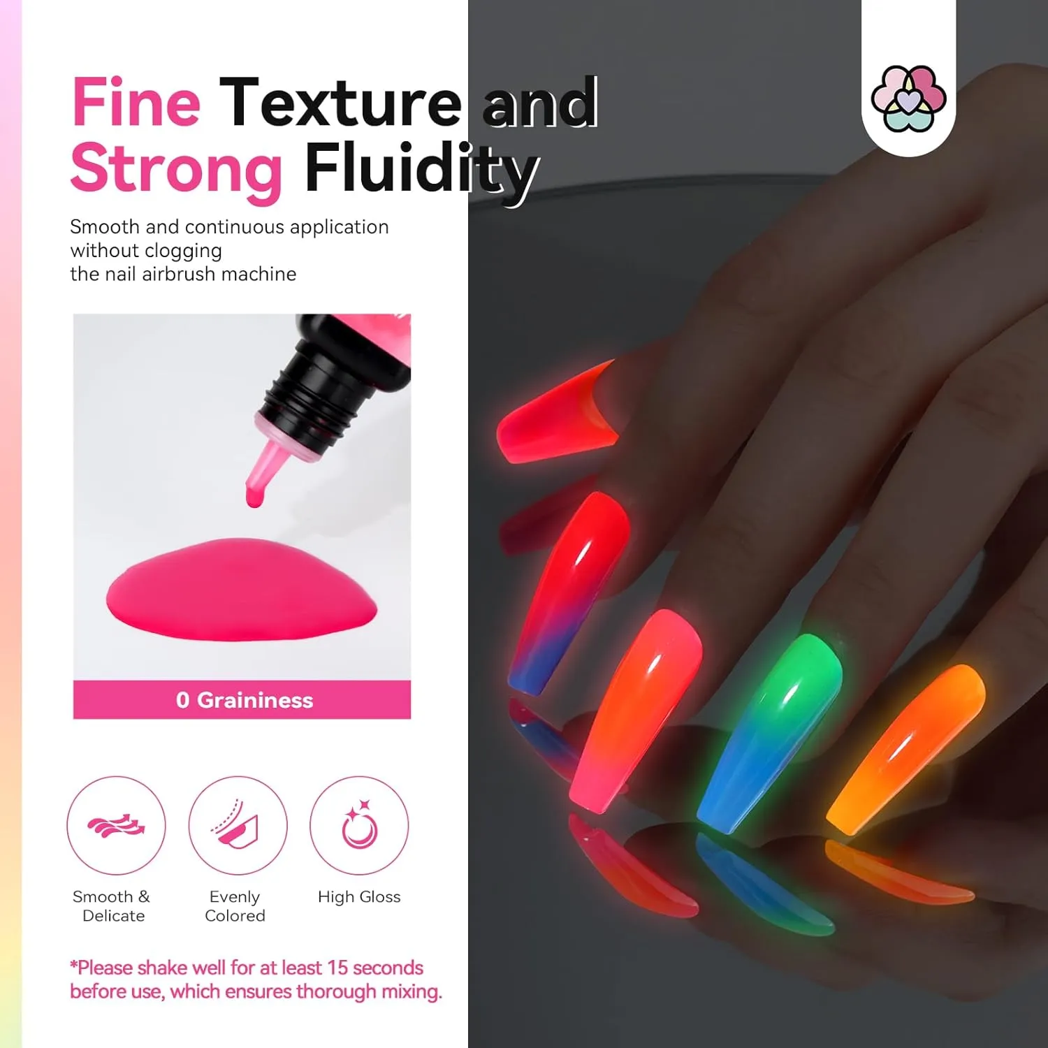 Saviland set 12 smalti gel airbrush fluo polimerizzazione 30 secondi