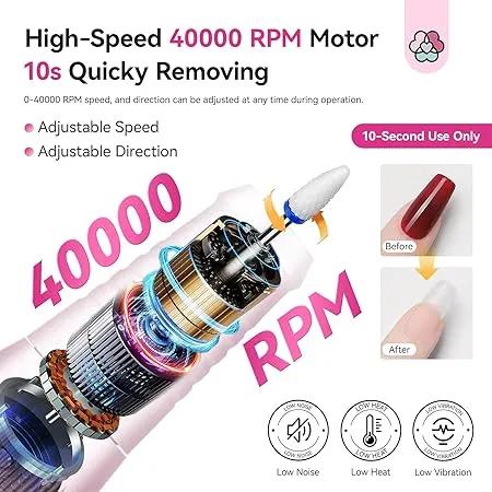 Saviland Diamond Pink Fresa per Unghie 40000RPM Tipo-C