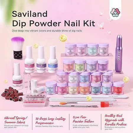 Saviland Dip Powder kit 20 colori con fresa e liquidi