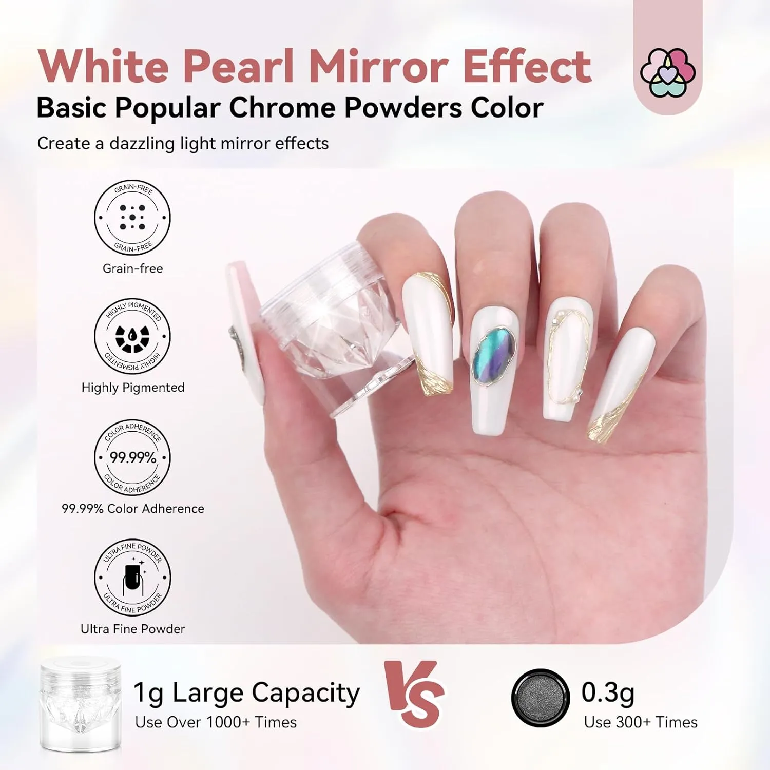 Saviland polvere chrome perla bianca 1 g effetto specchio