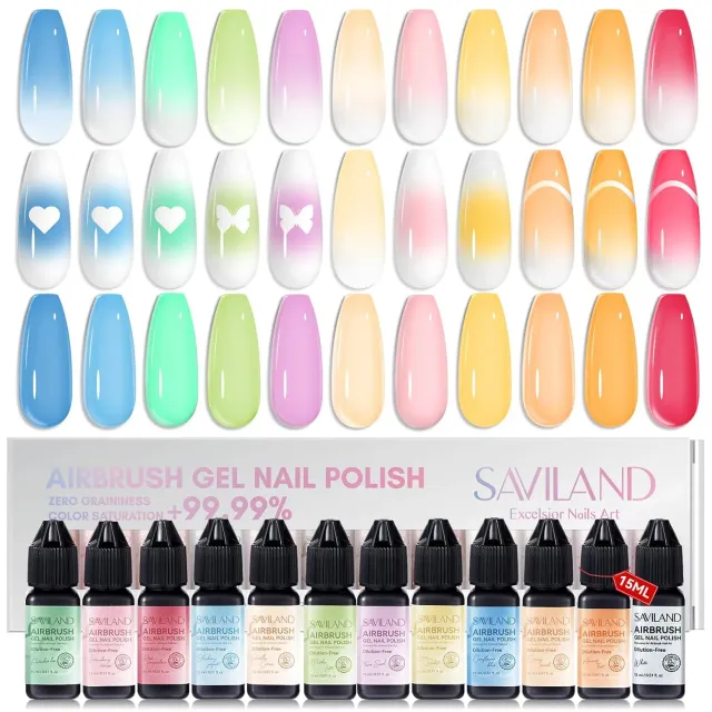Saviland Macaron 12 colori gel airbrush nail art
