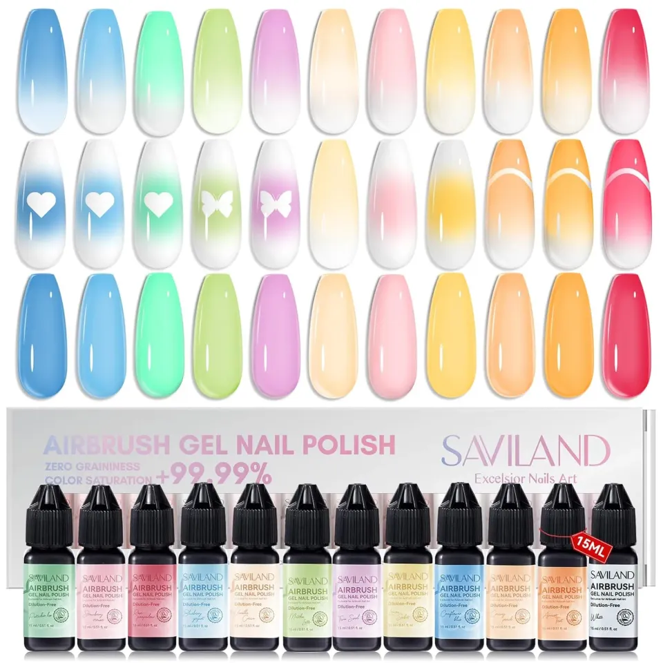 Saviland Macaron 12 colori gel airbrush nail art