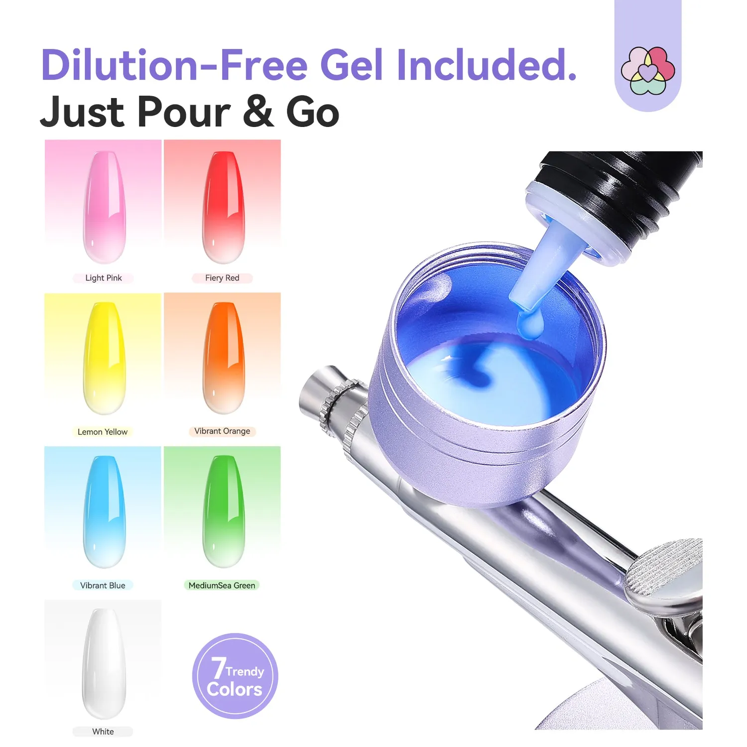 Saviland Airbrush Kit aerografo unghie 7 gel spray completo