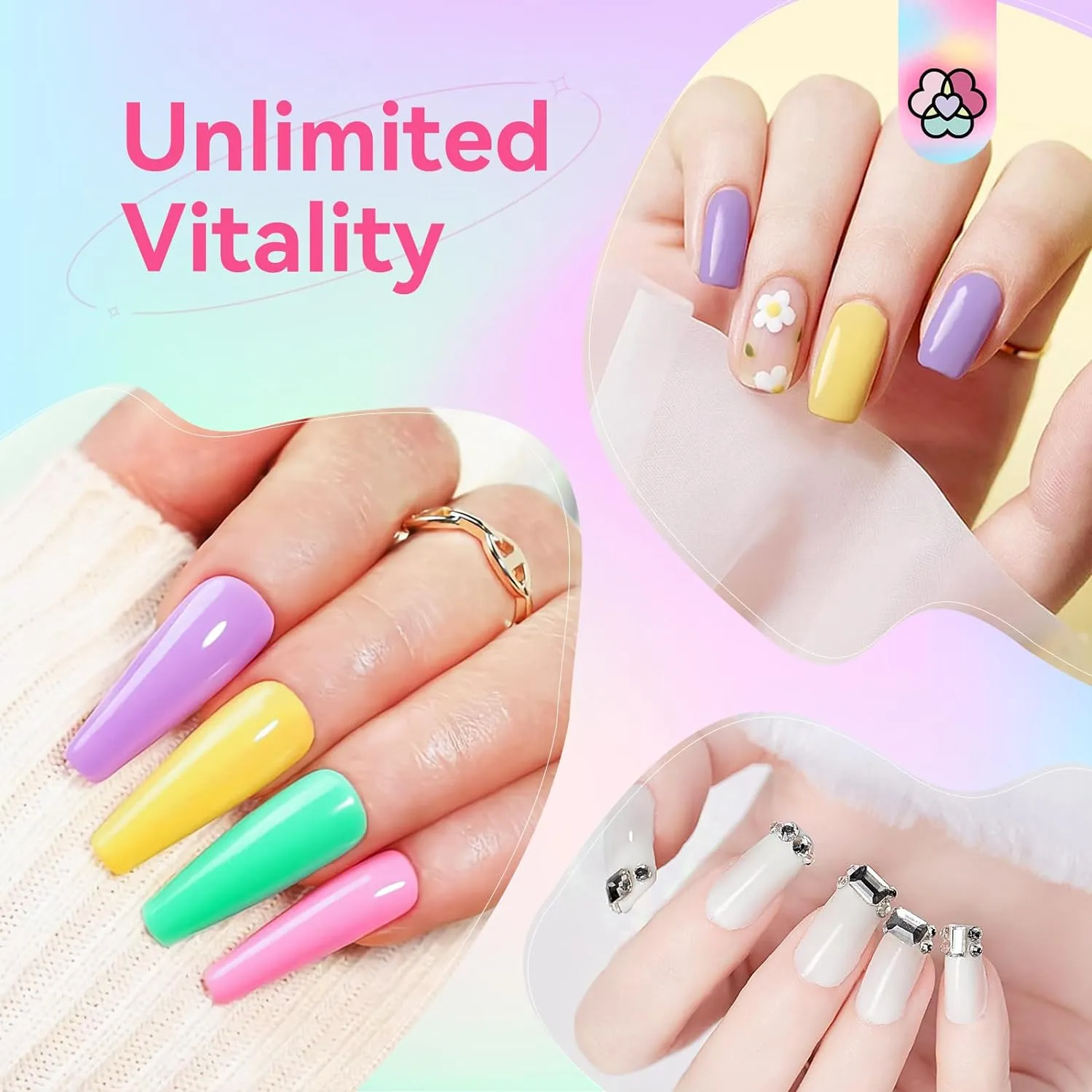 Saviland Rainbow polygel unghie 20 colori glitter duraturi