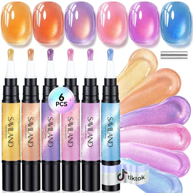 Saviland Cat Eye Gel Pen Caramello 6pz magnetico