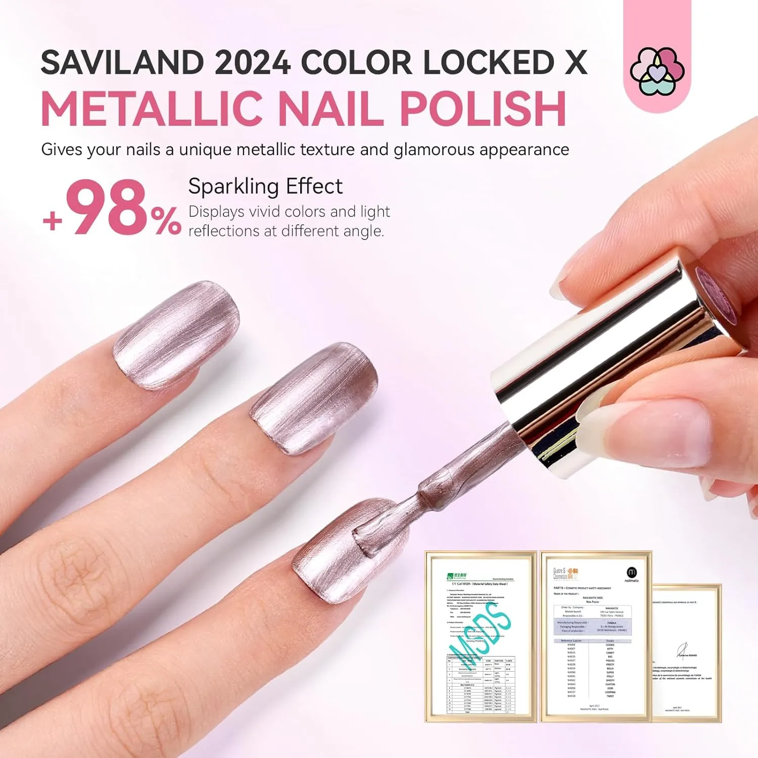Saviland Smalto Rose Gold Effetto Specchio Asciugatura Rapida