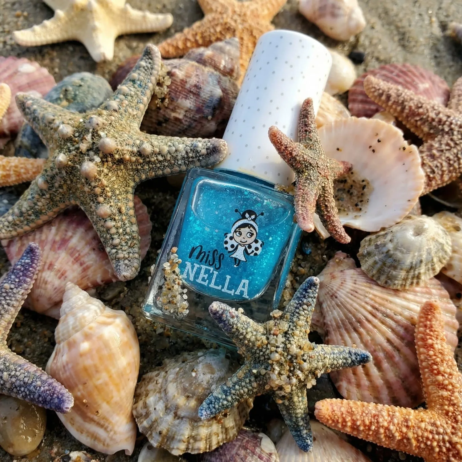 Miss Nella Under The Sea smalto blu glitter peel off