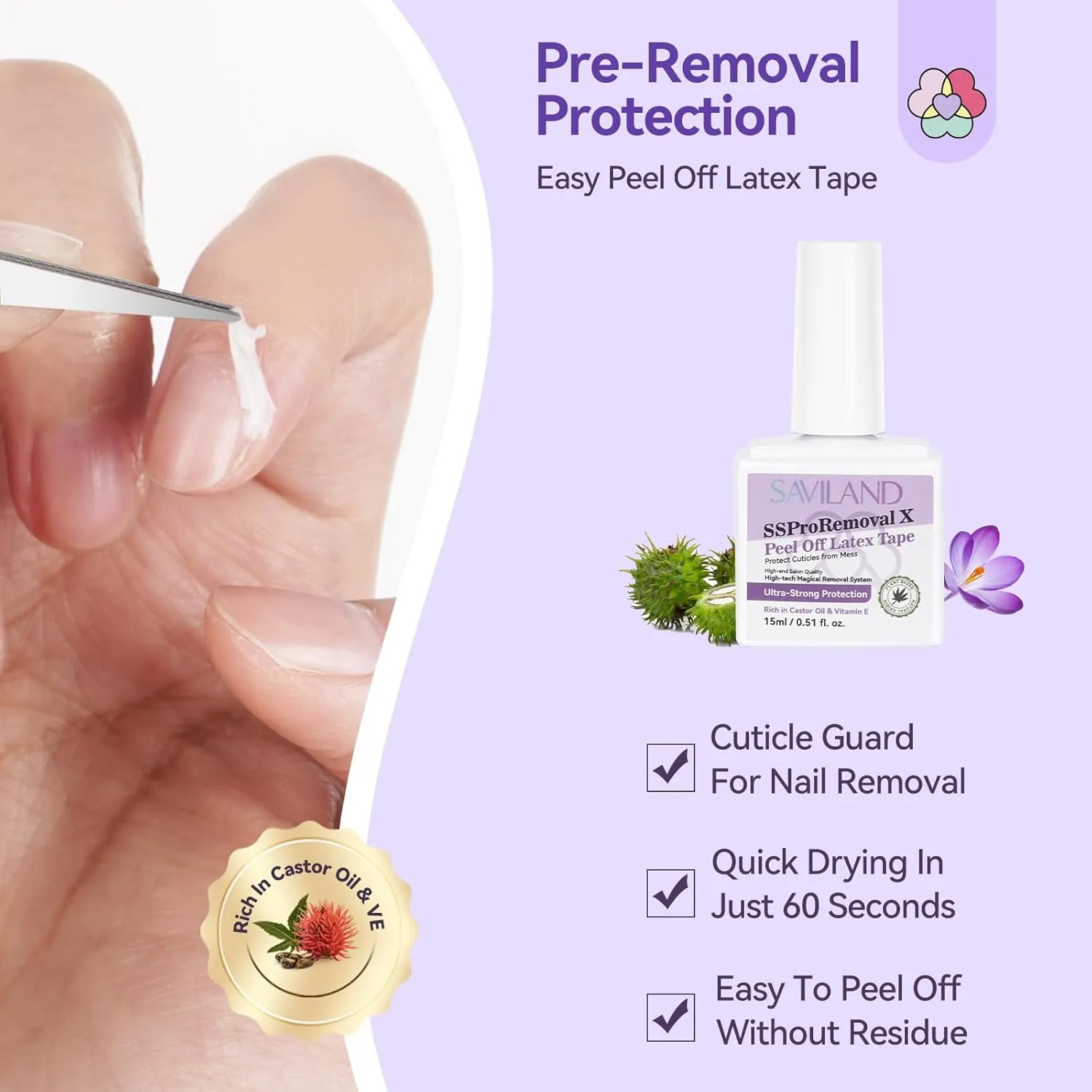 Saviland 3-in-1 Remover Unghie Gel Kit senza acetone 2 minuti