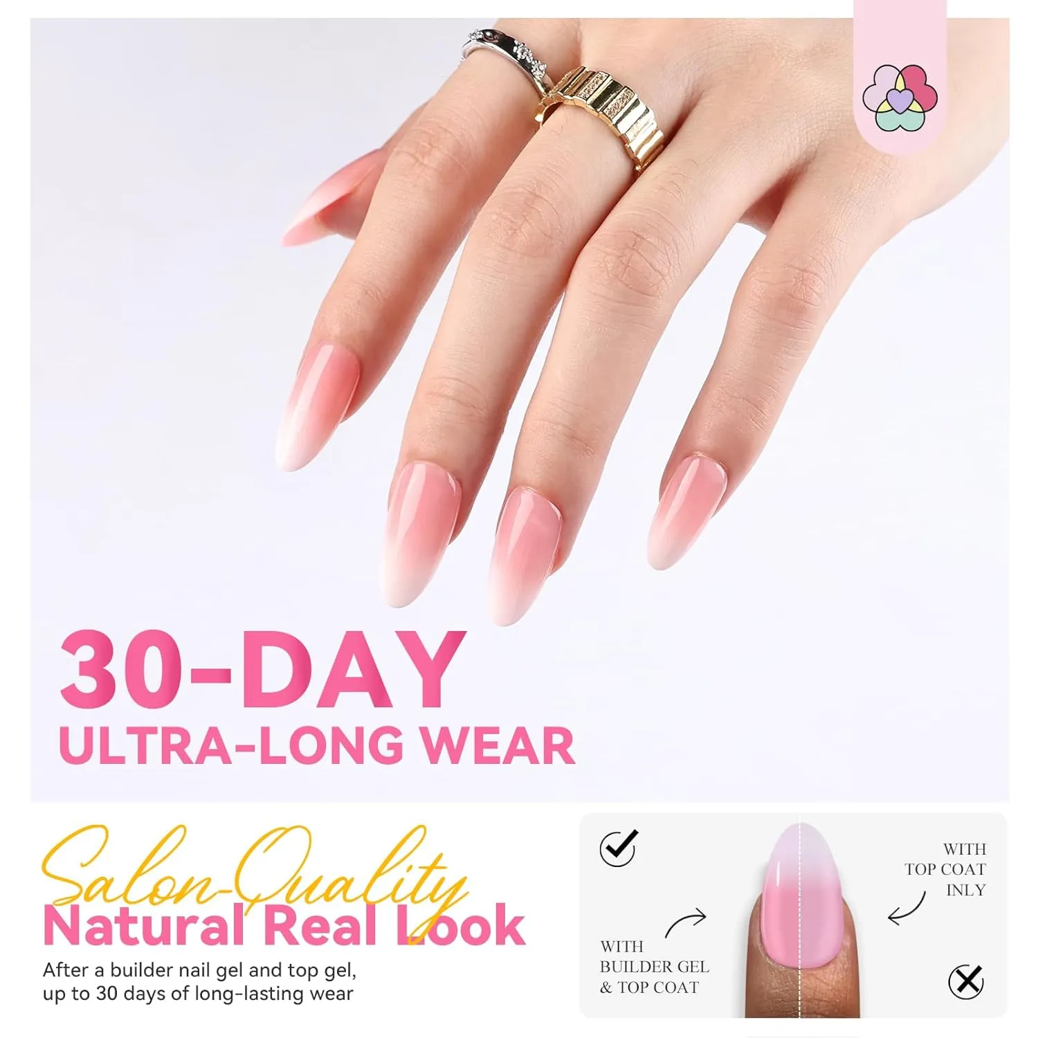 Saviland Ombre French kit unghie finte mandorla media