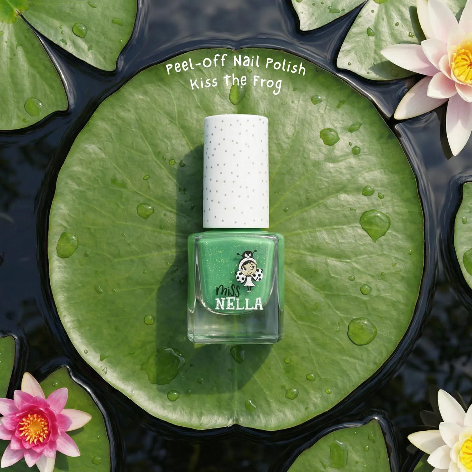 Miss Nella MN16 Kiss The Frog smalto verde glitter peel off