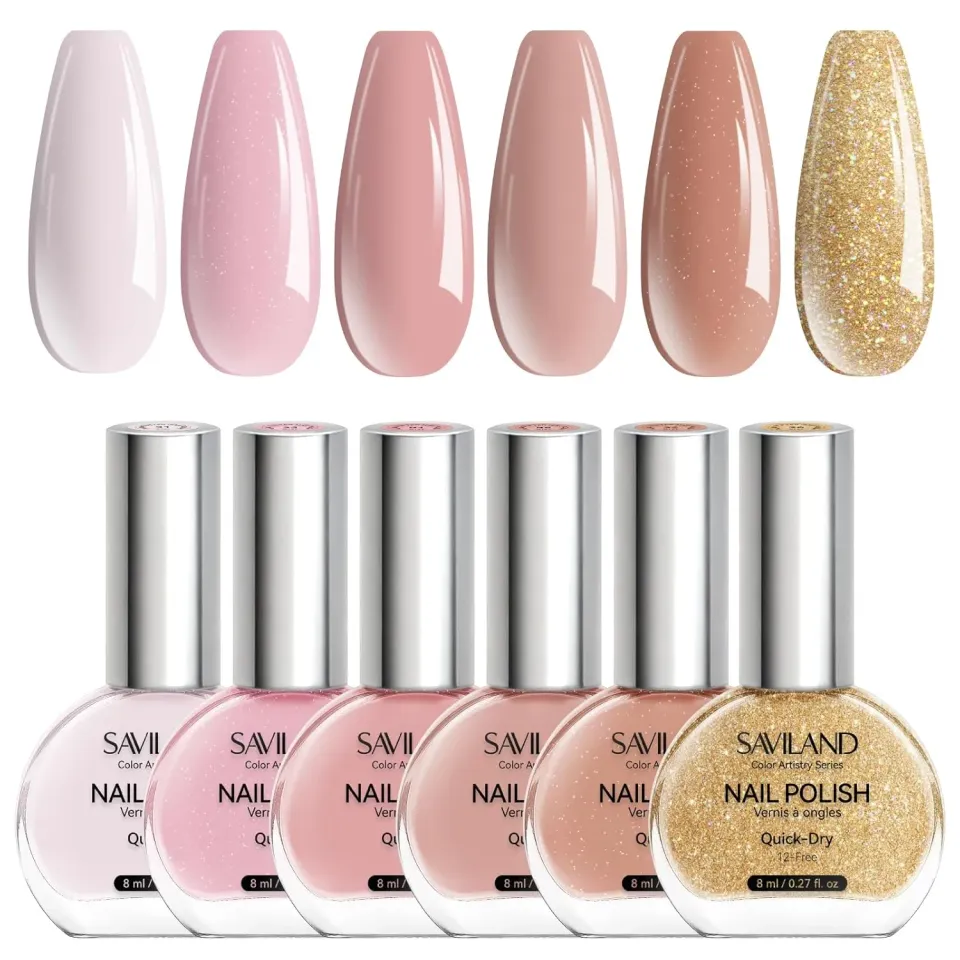 Saviland Set Smalti Nude 6 Tonalità senza lampada rapida