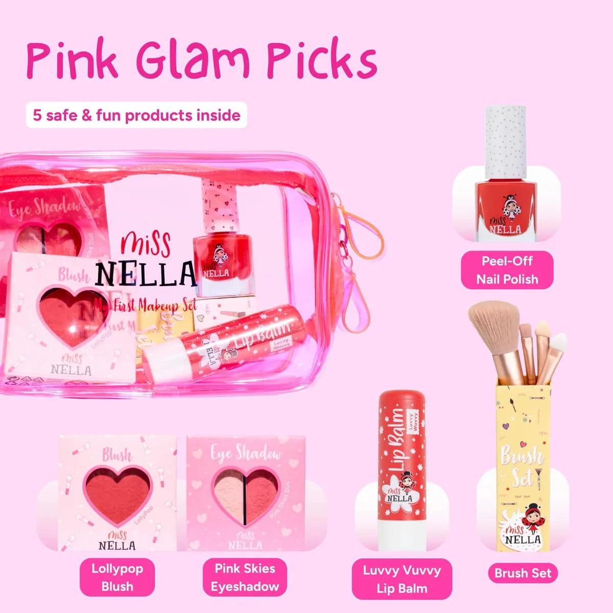 Miss Nella Rose Beauty Bag set trucco bimba borsetta rosa