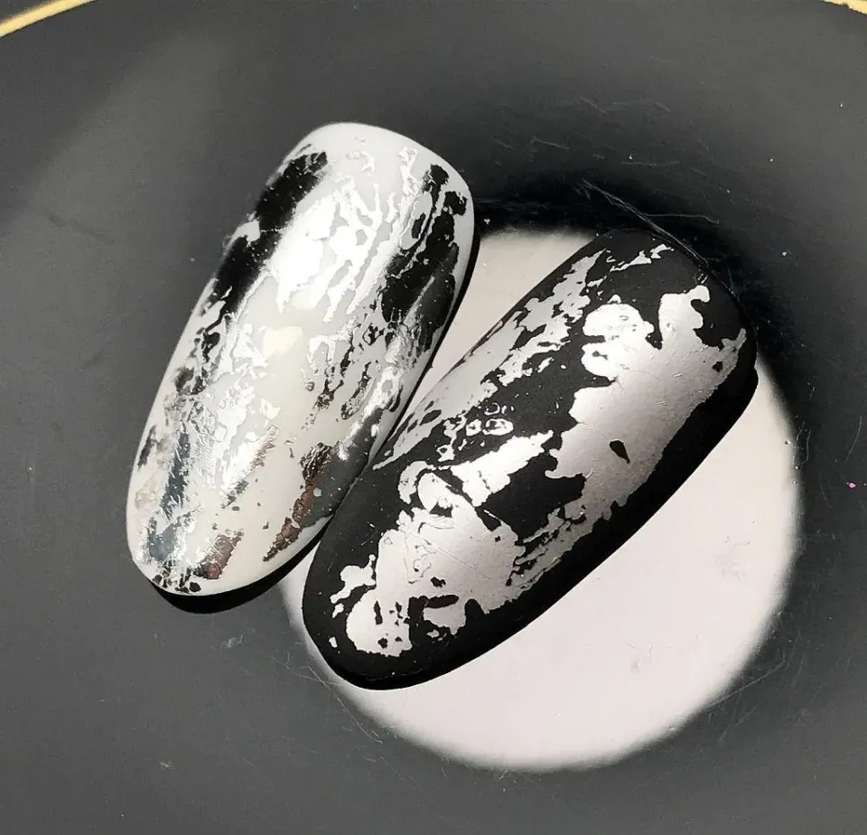 Majida Cosmetics Foil Argento foil nail art 1m vetro rotto