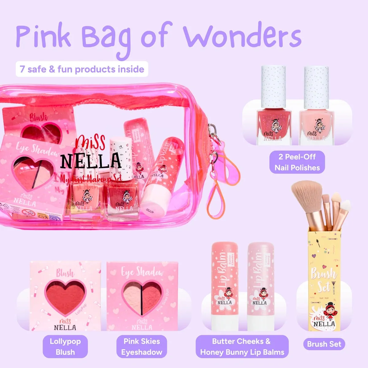 Miss Nella Bag of Wonders Pink set smalti trucco bambina