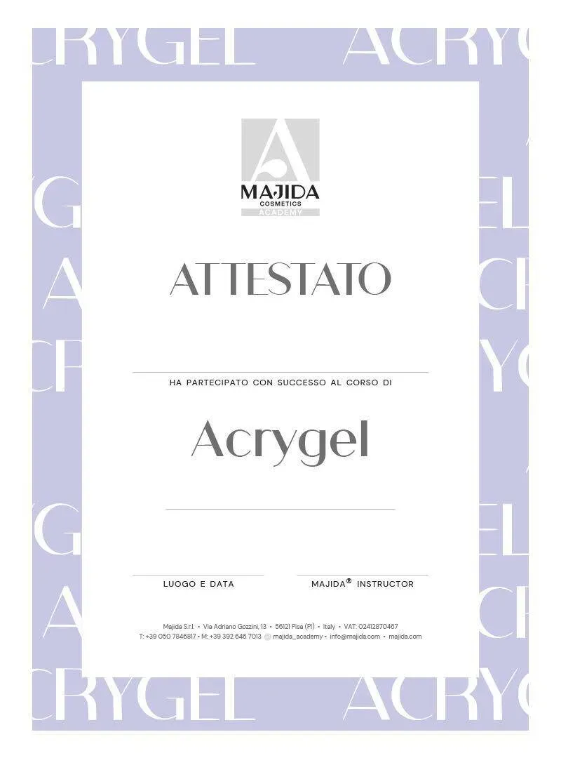 Majida Acrygel attestato corso unghie originale