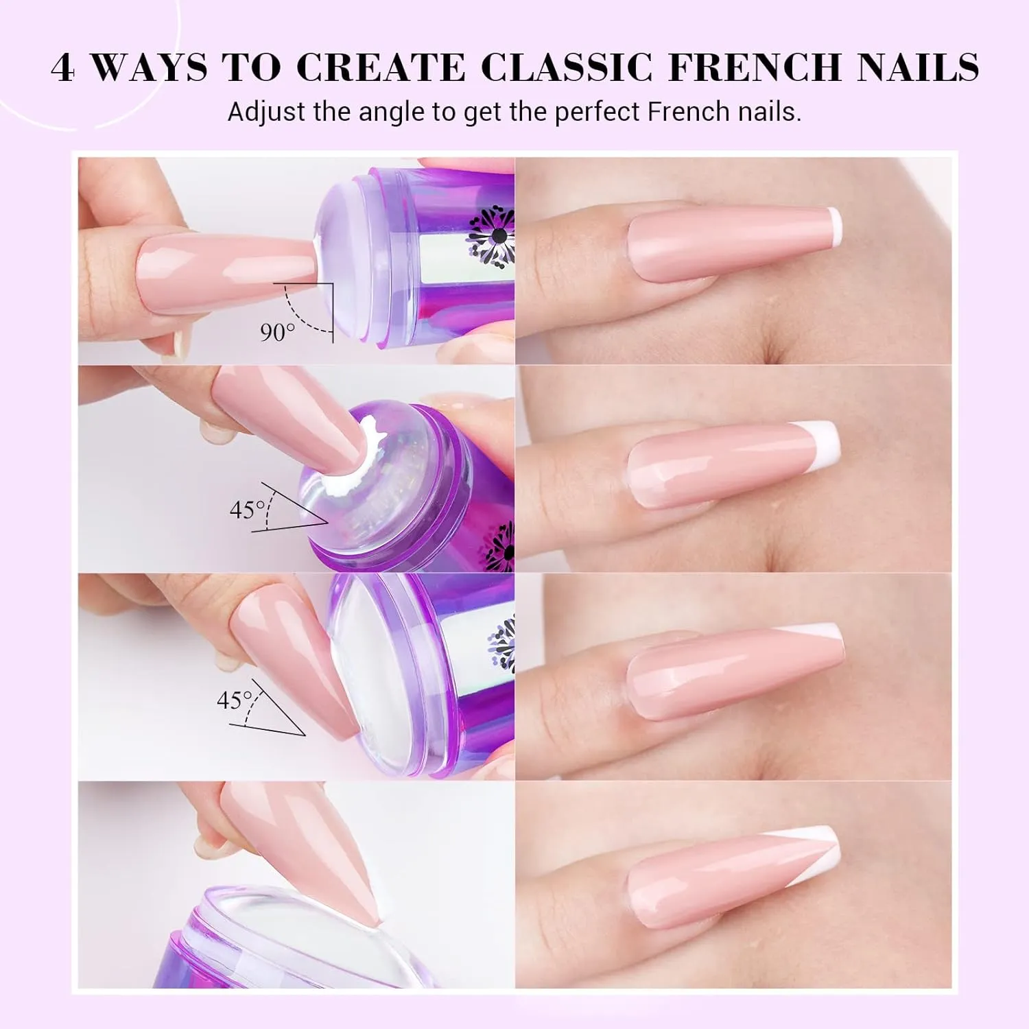 Saviland French Tip timbro unghie french 5 pezzi silicone