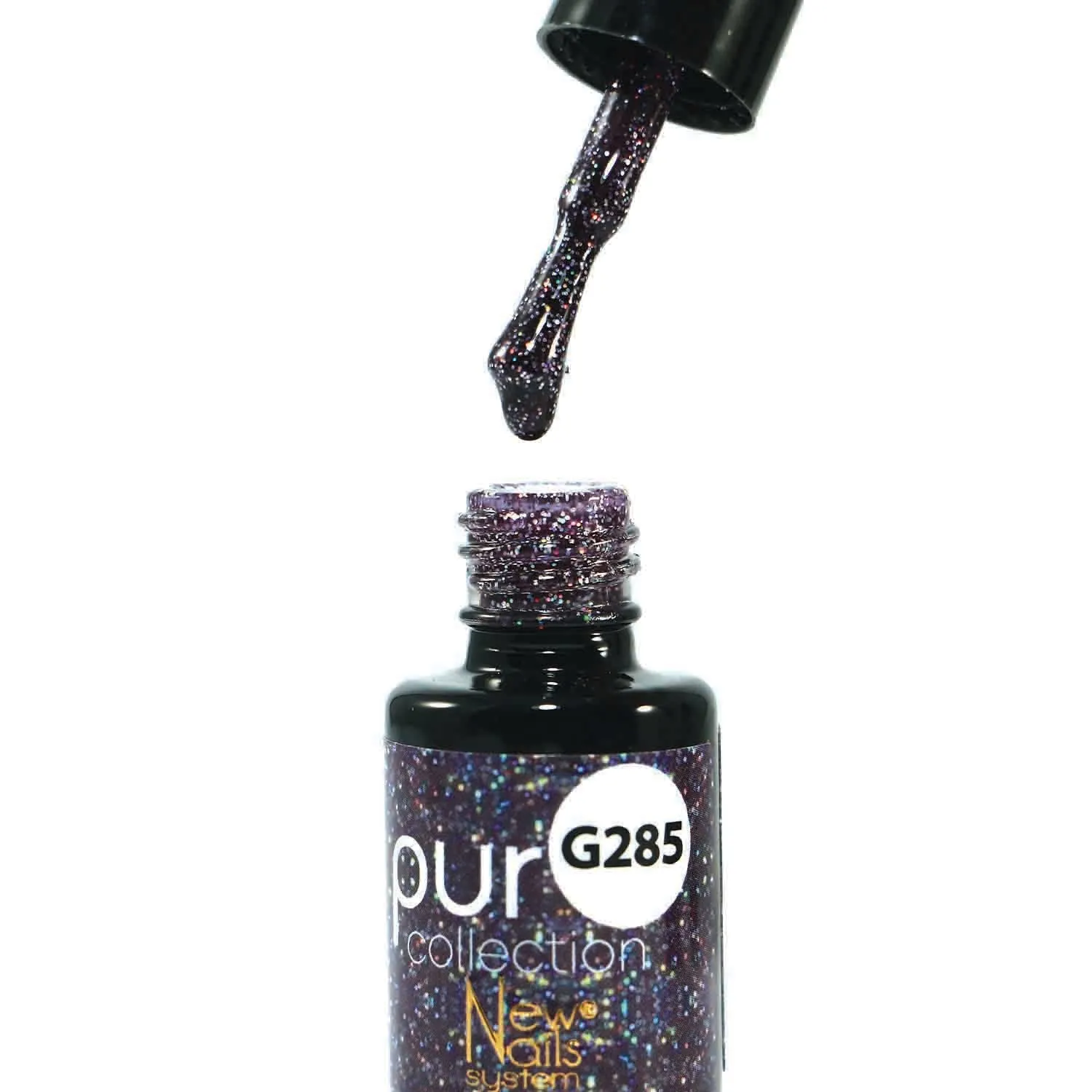 New Nails System Secret Stars G285 Smalto Semipermanente Violet Glitter