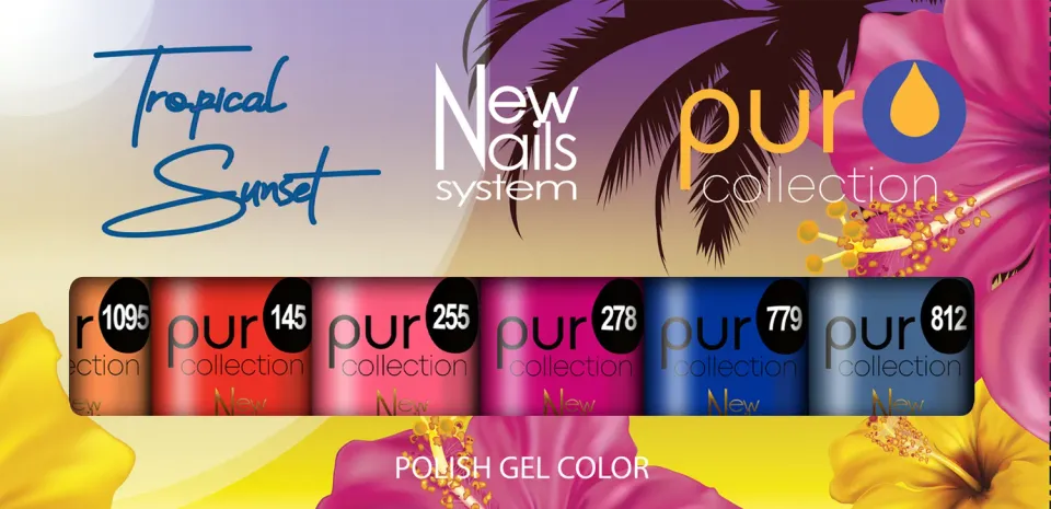 New Nails System Tropical Sunset Set 6 Smalti Semipermanenti Hema Free