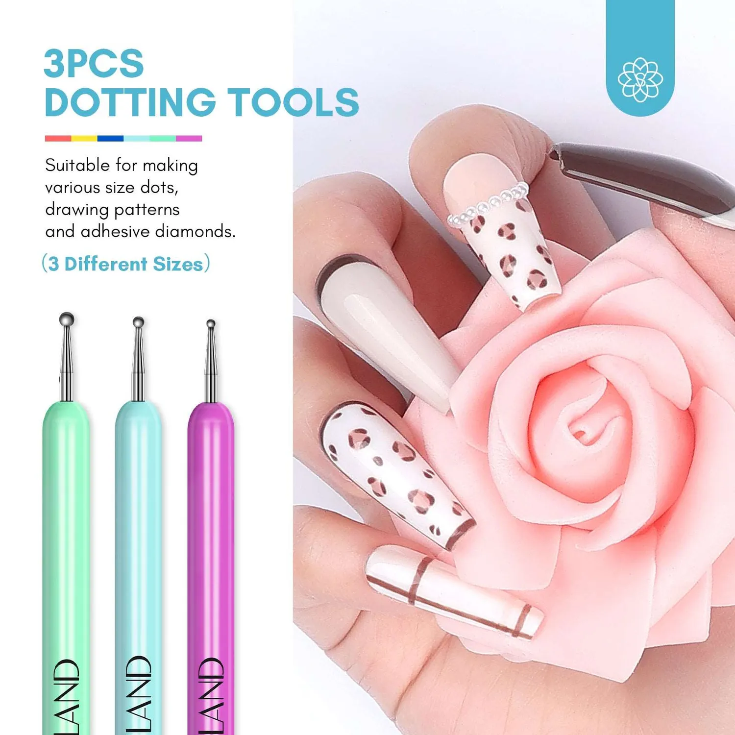 Saviland Set 6 pennelli nail art doppia punta dotting