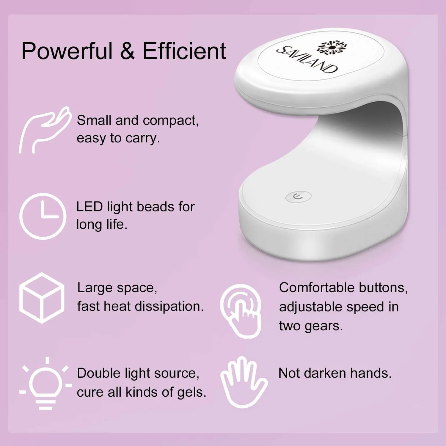 Saviland Mini lampada UV LED unghie un dito 16W apertura 180°