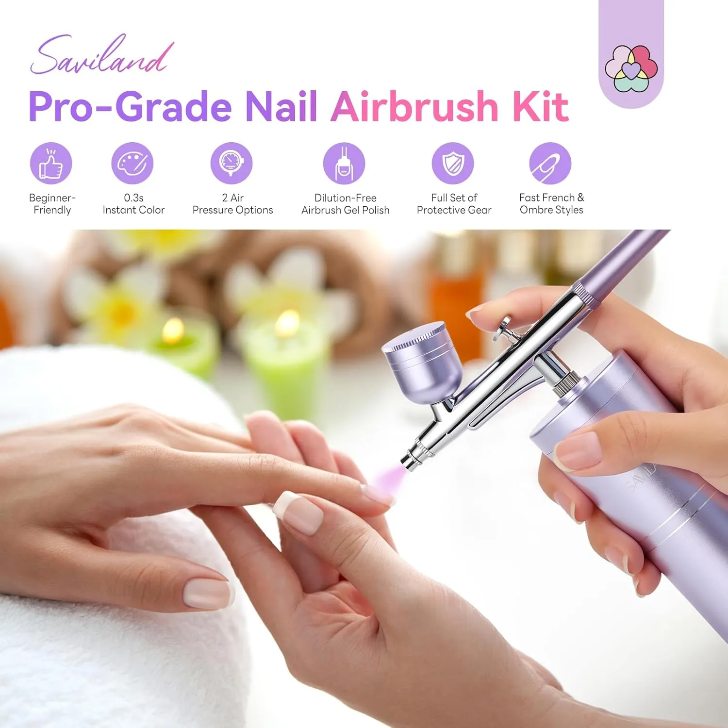Saviland 7 in 1 kit aerografo unghie ombré