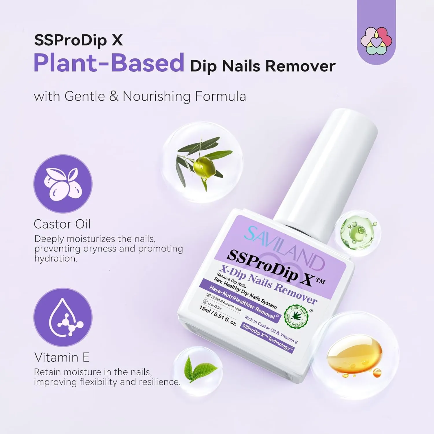 Saviland Solvente Dip Powder Unghie 15 ml con lima