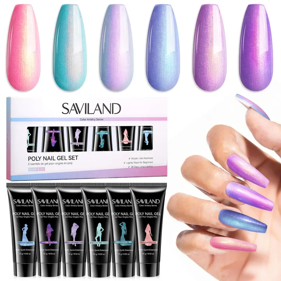 Saviland Fine Shimmer kit polygel 6 colori shimmer