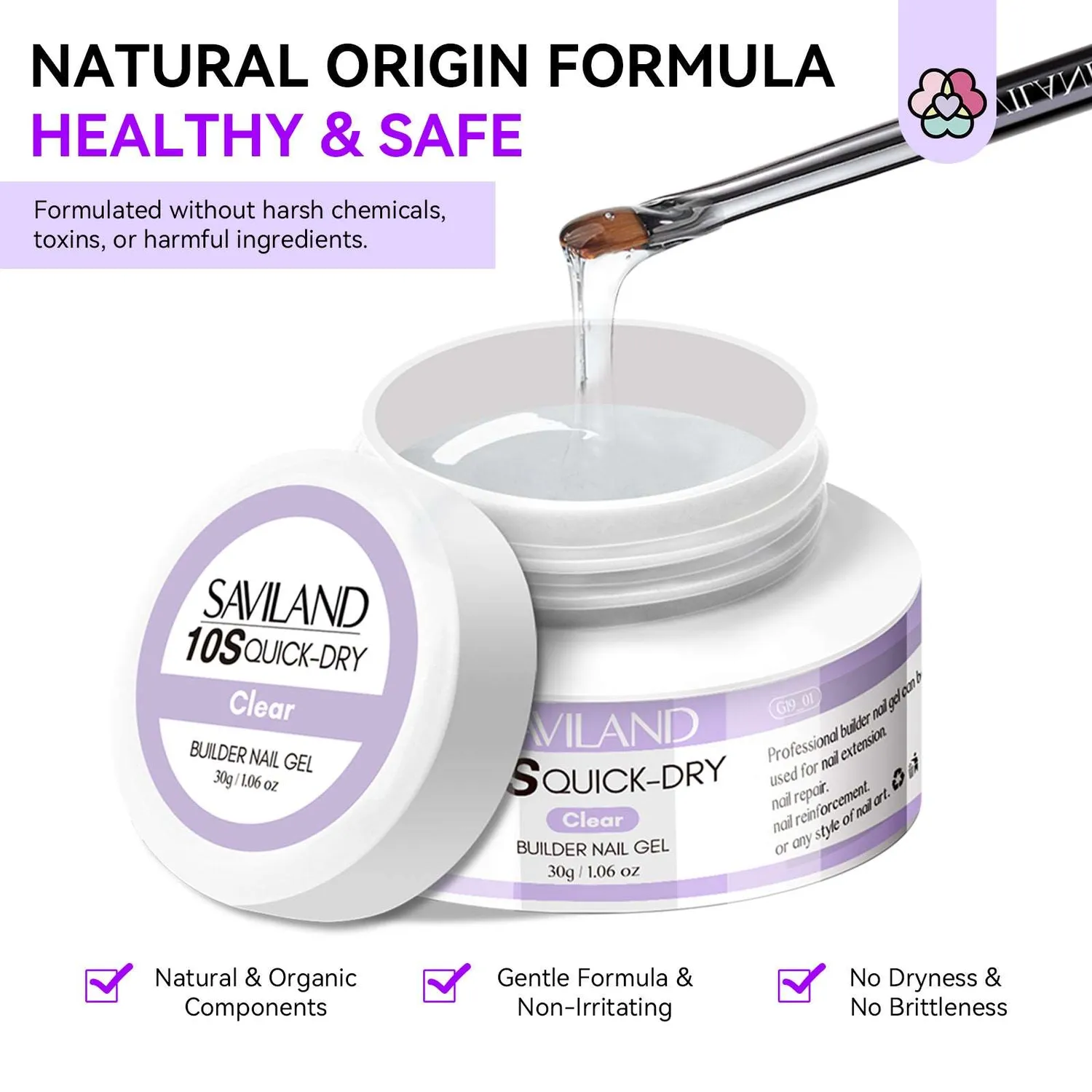 Saviland Builder Gel Clear rapido con lampada 30 ml