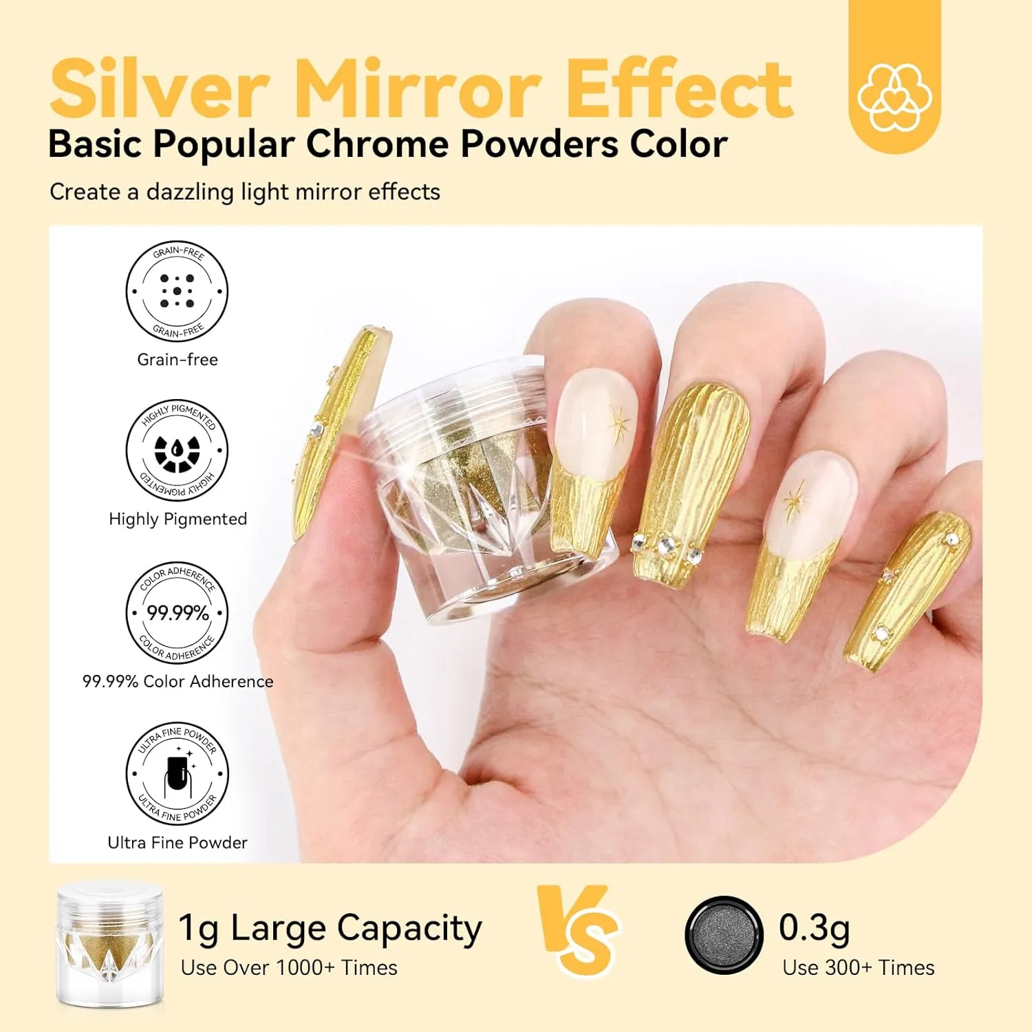 Saviland Polvere Chrome Oro 1g Effetto Specchio Lunga Tenuta