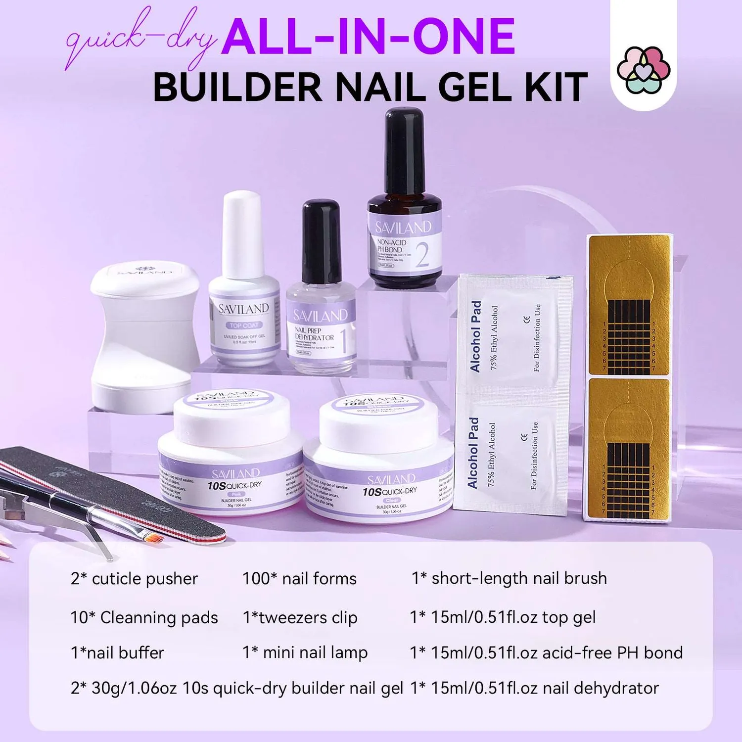 Saviland Builder Gel Clear rapido con lampada 30 ml