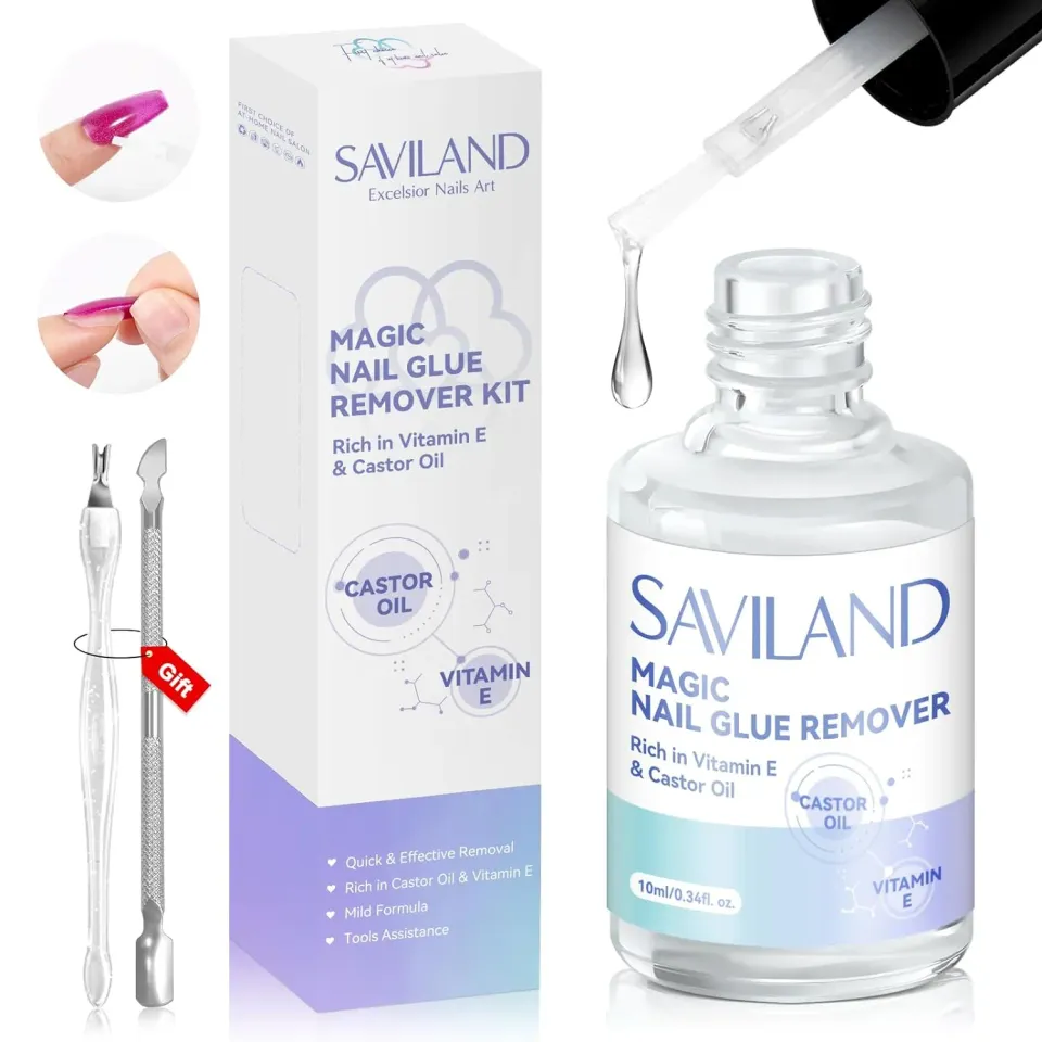 Saviland Remover Colla Unghie Rapido con Attrezzi